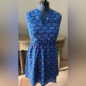 J Crew Floral Mídi Dress Size 4 Blue / Flowers